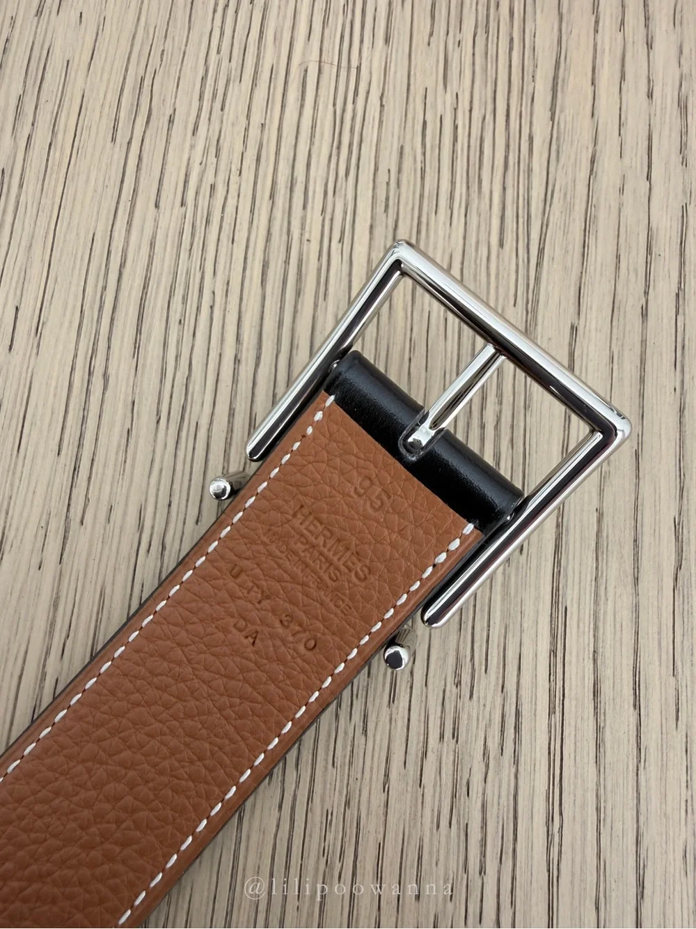 Hermès Half Cod Reversible Leather Belt 32mm Size 95 Noir Gold Palladium